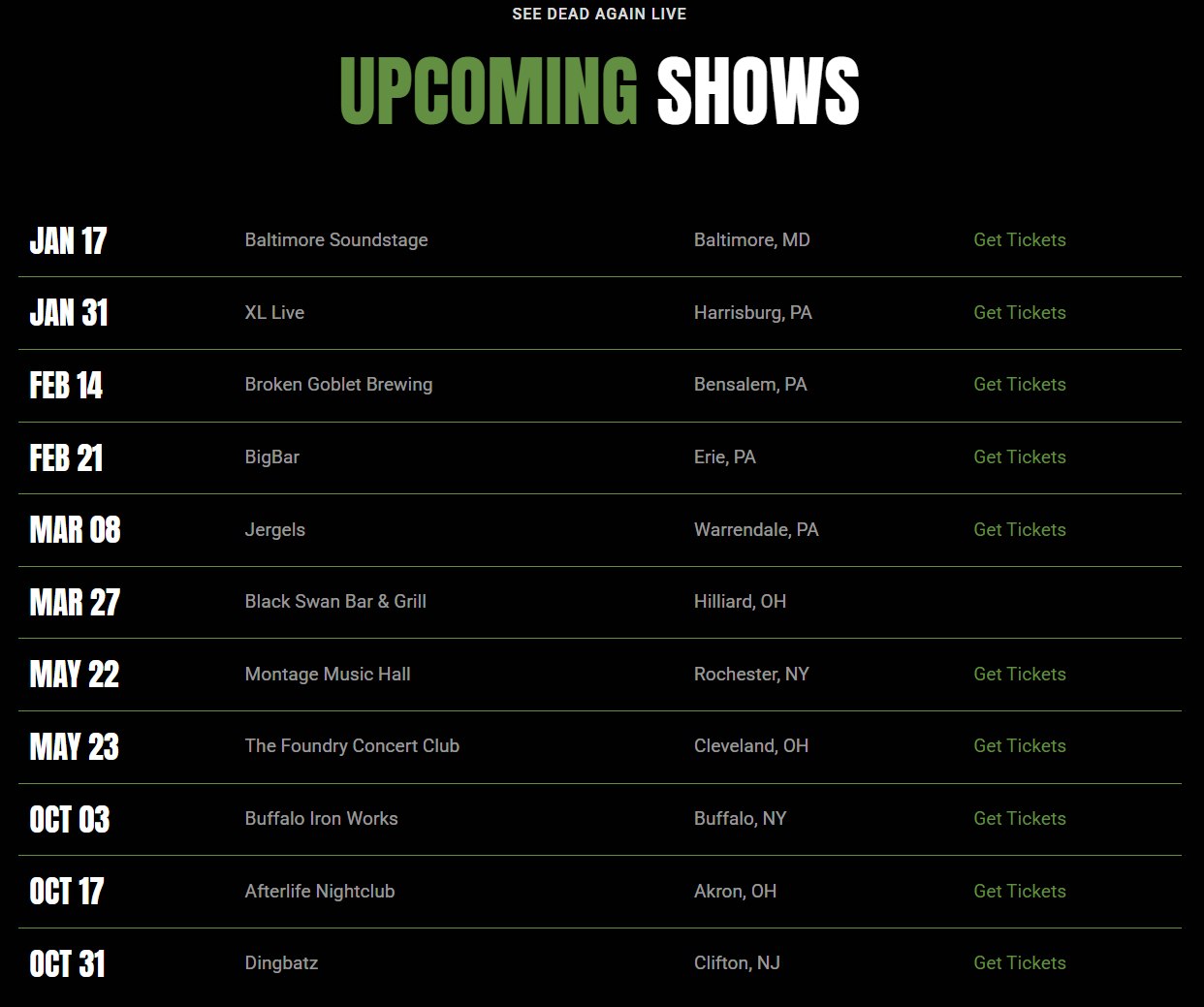 Dead Again Type O Negative Tribute Tour Poster 2026